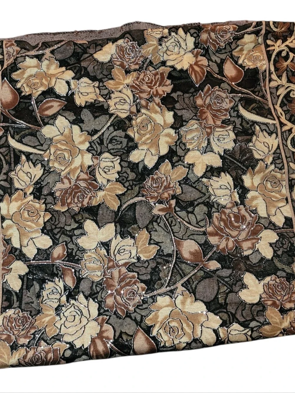 Beautiful Vintage Rose Scarf With Gold Shimmer